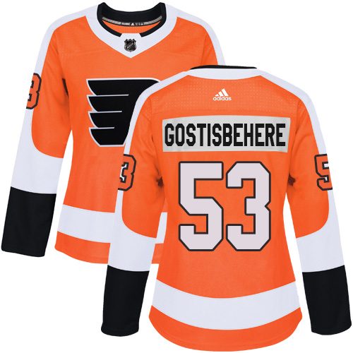 Adidas Philadelphia Flyers #53 Shayne Gostisbehere Orange Home Authentic Women Stitched NHL Jersey->women nhl jersey->Women Jersey